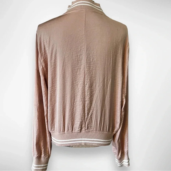 LIVING DOLL Pink Lightweight Bomber Jacket‎ With Floral Embroidery | EUC - Picture 2 of 5